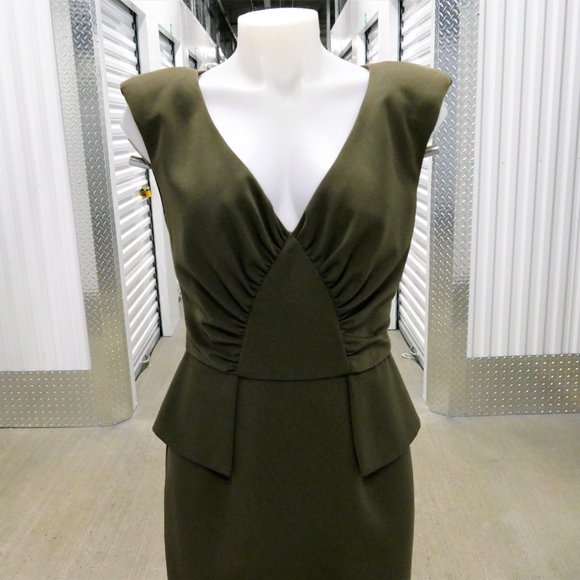 ABS Olive Green Padded & Peplum Dress size 6 - Picture 5 of 12